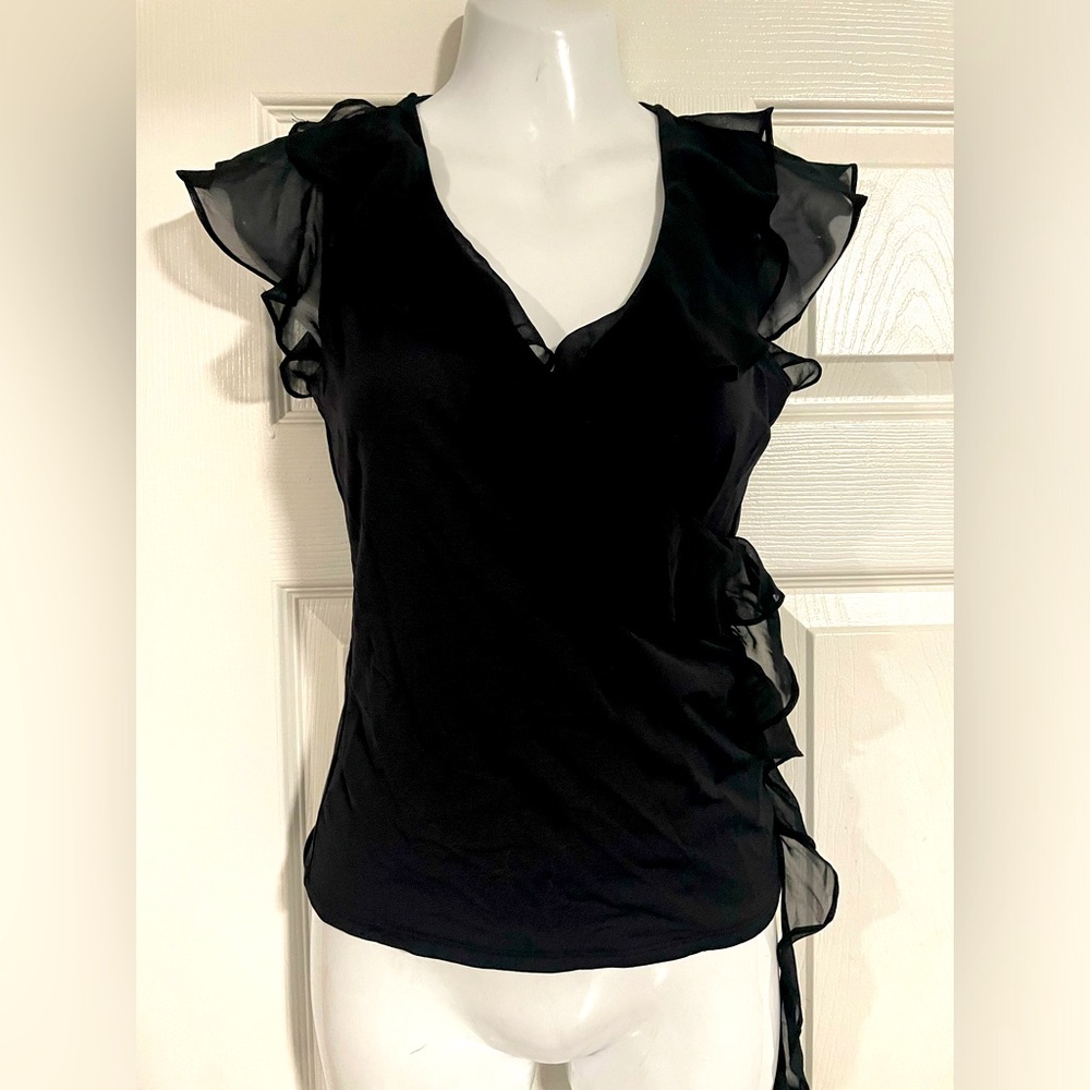 Kenzie Black Ruffle Sleeve Top